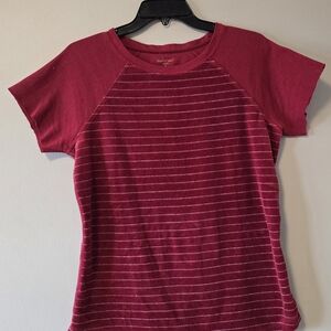 Northcrest Women's Red Striped Short Sleeve Tee